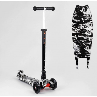 Самокат  "Best Scooter" (1) пластмасовий, 4 колеса PU, СВІТЛО, трубка керма алюмінієва, d = 12см, в коробці - A 25771 /779-1512