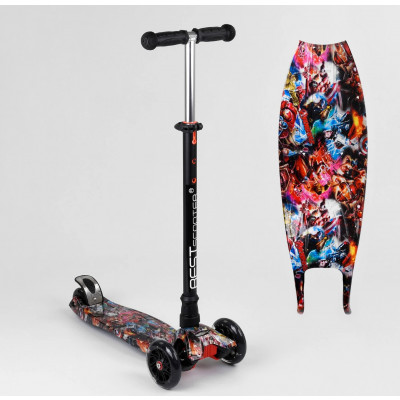 Самокат  "Best Scooter" (1) пластмасовий, 4 колеса PU, СВІТЛО, трубка керма алюмінієва, d = 12см, в коробці - A 25780 / 779-1544