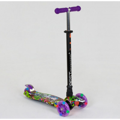 Самокат  "Best Scooter" (1) пластмасовий, 4 колеса PU, СВІТЛО, трубка керма алюмінієва, d = 12см, в коробці - А 24646 / 779-1390