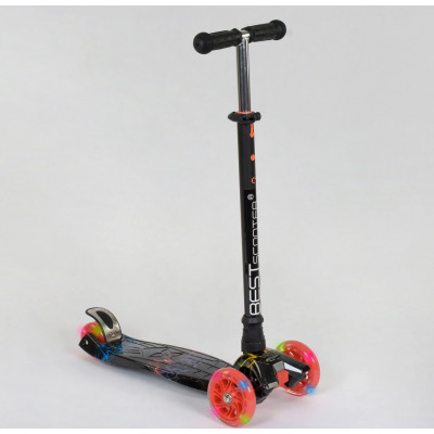 Самокат  "Best Scooter" (1) пластмасовий, 4 колеса PU, СВІТЛО, трубка керма алюмінієва, d = 12см, в коробці - А 24659 / 779-1308