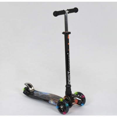 Самокат  "Best Scooter" (1) пластмасовий, 4 колеса PU, СВІТЛО, трубка керма алюмінієва, d = 12см, в коробці - А 24662 / 779-1311