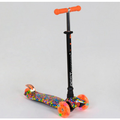 Самокат  "Best Scooter" (1) пластмасовий, 4 колеса PU, СВІТЛО, трубка керма алюмінієва, d = 12см, в коробці - А 25461 /779-1316