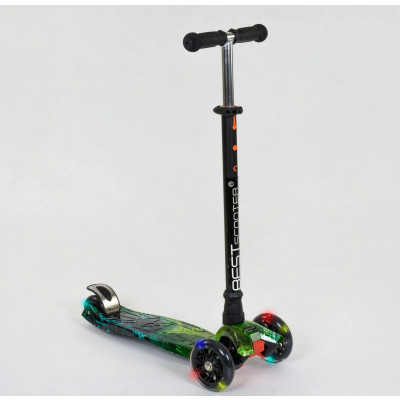 Самокат  "Best Scooter" (1) пластмасовий, 4 колеса PU, СВІТЛО, трубка керма алюмінієва, d = 12см, в коробці - А 25462 / 779-1317