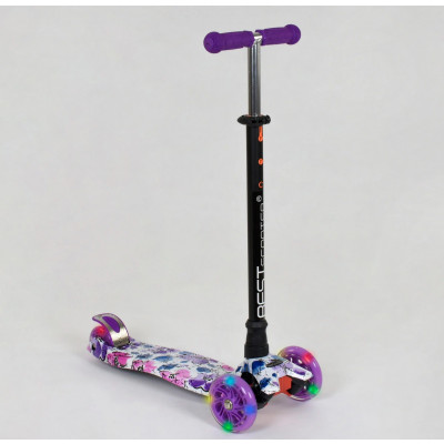 Самокат  "Best Scooter" (1) пластмасовий, 4 колеса PU, СВІТЛО, трубка керма алюмінієва, d = 12см, в коробці - А 25464 /779-1319