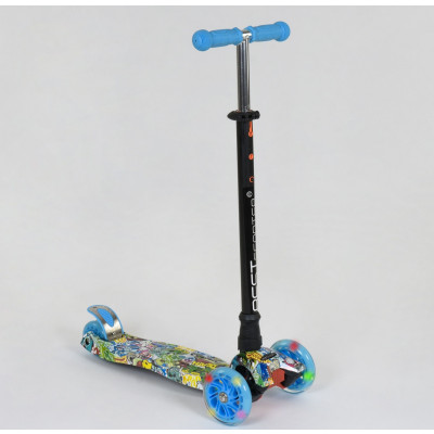 Самокат  "Best Scooter" (1) пластмасовий, 4 колеса PU, СВІТЛО, трубка керма алюмінієва, d = 12см, в коробці - А 25467 / 779-1322