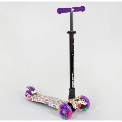 Самокат  "Best Scooter" (1) пластмасовий, 4 колеса PU, СВІТЛО, трубка керма алюмінієва, d = 12см, в коробці - А 25528 / 779-1326