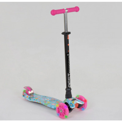 Самокат  "Best Scooter" (1) пластмасовий, 4 колеса PU, СВІТЛО, трубка керма алюмінієва, d = 12см, в коробці - А 25533 / 779-1331