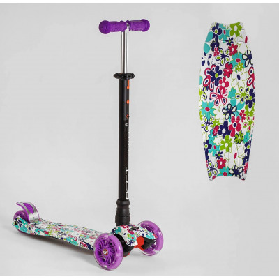 Самокат  "Best Scooter" (1) пластмасовий, 4 колеса PU, СВІТЛО, трубка керма алюмінієва, d = 12см, в коробці - А 25535/ 779-1333