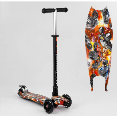 Самокат  "Best Scooter" (1) пластмасовий, 4 колеса PU, СВІТЛО, трубка керма алюмінієва, d = 12см, в коробці - 779-1537