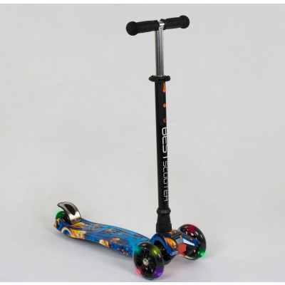 Самокат  "Best Scooter" (1) пластмасовий, 4 колеса PU, СВІТЛО, трубка керма алюмінієва, d = 12см, в коробці - А 25536 /779-1334