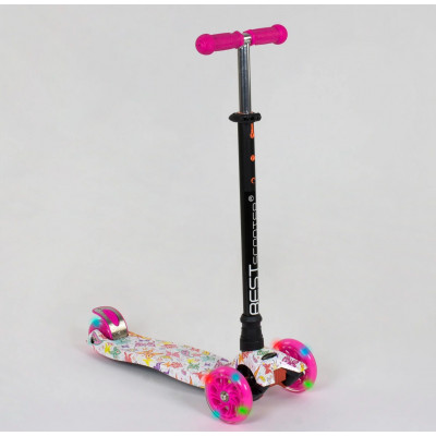 Самокат  "Best Scooter" (1) пластмасовий, 4 колеса PU, СВІТЛО, трубка керма алюмінієва, d = 12см, в коробці - А 25593 / 779-1336