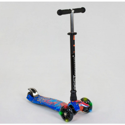 Самокат  "Best Scooter" (1) пластмасовий, 4 колеса PU, СВІТЛО, трубка керма алюмінієва, d = 12см, в коробці - А 25595 / 779-1338