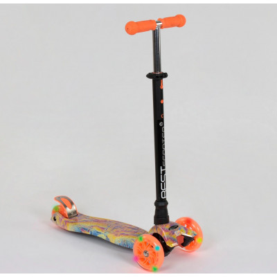 Самокат  "Best Scooter" (1) пластмасовий, 4 колеса PU, СВІТЛО, трубка керма алюмінієва, d = 12см, в коробці - А 25597 /779-1340