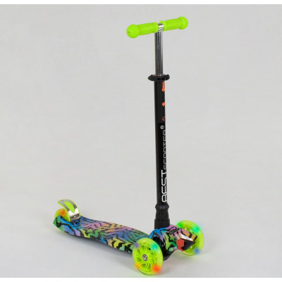 Самокат  "Best Scooter" (1) пластмасовий, 4 колеса PU, СВІТЛО, трубка керма алюмінієва, d = 12см, в коробці - А 25599 / 779-1342