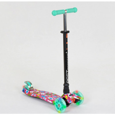 Самокат  "Best Scooter" (1) пластмасовий, 4 колеса PU, СВІТЛО, трубка керма алюмінієва, d = 12см, в коробці - А 25600 / 779-1343