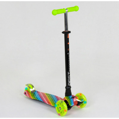 Самокат  "Best Scooter" (1) пластмасовий, 4 колеса PU, СВІТЛО, трубка керма алюмінієва, d = 12см, в коробці - А 25601 /779-1335