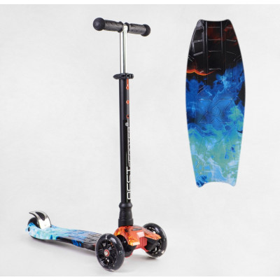 Самокат  "Best Scooter" (1) пластмасовий, 4 колеса PU, СВІТЛО, трубка керма алюмінієва, d = 12см, в коробці - 779-2116