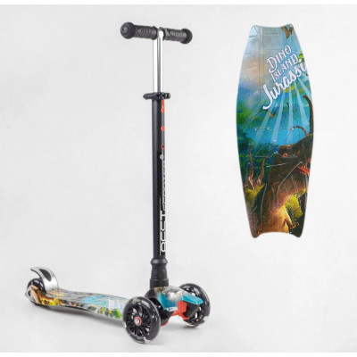 Самокат  "Best Scooter" (1) пластмасовий, 4 колеса PU, СВІТЛО, трубка керма алюмінієва, d = 12см, в коробці - 779-2155