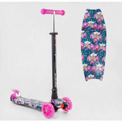 Самокат  "Best Scooter" (1) пластмасовий, 4 колеса PU, СВІТЛО, трубка керма алюмінієва, d = 12см, в коробці - 779-2307