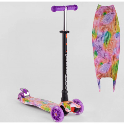 Самокат  "Best Scooter" (1) пластмасовий, 4 колеса PU, СВІТЛО, трубка керма алюмінієва, d = 12см, в коробці - 779-2435