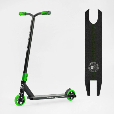 Самокат трюковий Best Scooter "LineRunner" (1) HIC-система, ПЕГИ, алюмінієвий диск і дека, колеса PU, d = 110мм, ширина керма - 52 см, - Зелений (LR-65215)