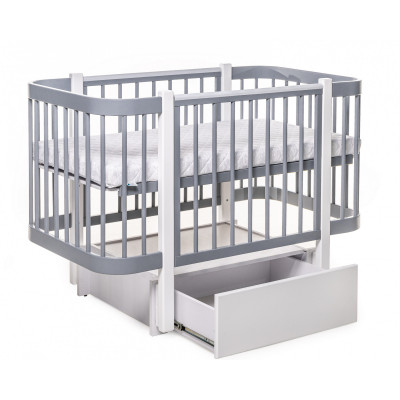 Дитяче ліжечко DeSon Svitanok з ящиком та маятником - Графіт-білий