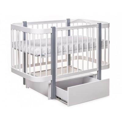 Дитяче ліжечко DeSon Svitanok з ящиком та маятником - Біло-сірий