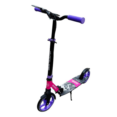 Самокат двоколісний "Best Scooter"  "SHARK", з ручним гальмом, затискач керма, колеса PU - 20 см, 1 амортизатор, в коробці - Фіолетовий