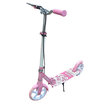 Самокат двоколісний "Best Scooter"  "SHARK", з ручним гальмом, затискач керма, колеса PU - 20 см, 1 амортизатор, в коробці - Рожевий