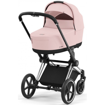 Дитяча коляска 2 в 1 Cybex Priam 4.0 шасі Chrome Black - Peach Pink