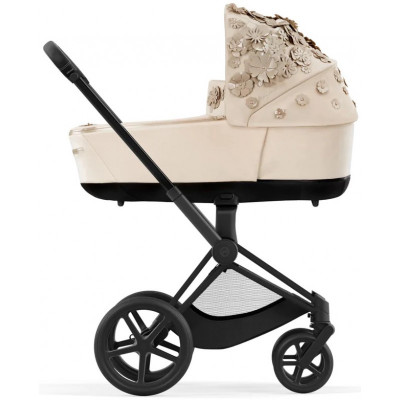Дитяча коляска 2 в 1 Cybex Priam 4.0 Simply Flowers шасі Matt Black - Beige