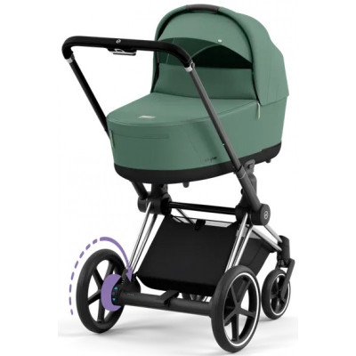 Дитяча коляска 2 в 1 Cybex e-Priam шасі Chrome Black - Leaf Green