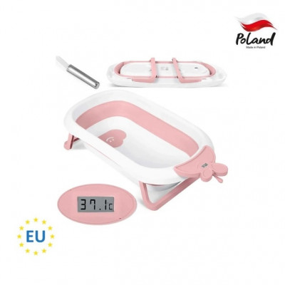 Складна дитяча ванна Ricokids з термометром - Біло рожева