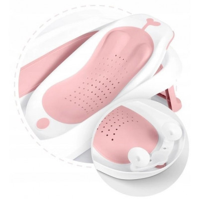 Складна ванна з термометром та підставкою і термометром Ricokids - Біло-рожева