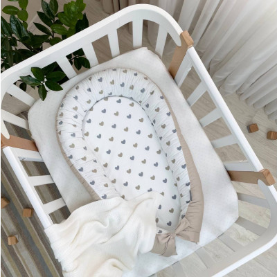 Кокон MSonya Baby Design - Сердечка сіро-бежеві