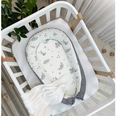 Кокон MSonya Baby Design - Baby сірі з місяцем