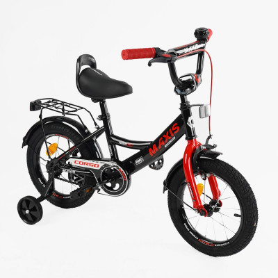 Велосипед 14" дюймів 2-х колісний CORSO MAXIS  ручне гальмо, дзвіночок, сидіння з ручкою, додаткові колеса, ЗІБРАНИЙ НА 75%, в коробці - CL-14602