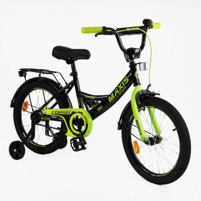 Велосипед 18" дюймів 2-х колісний CORSO MAXIS CL-18922 ручне гальмо, дзвіночок, додаткові колеса, ЗІБРАНИЙ НА 75%, в коробці - CL-18130