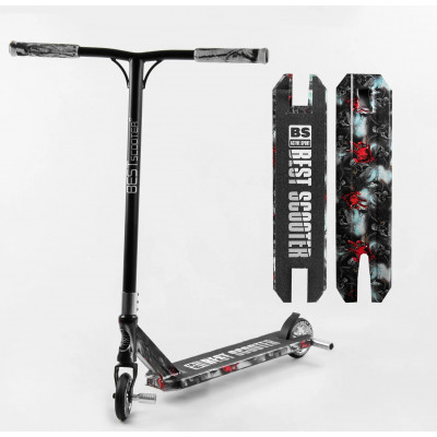 Самокат трюковий Best Scooter  HIC-система, ПЕГИ, алюмінієвий диск та дека з ПРИНТОМ, колеса PU, d = 110мм, ширина керма - 60 см - BS-77101
