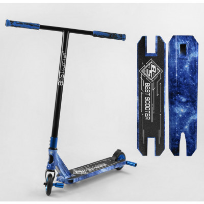 Самокат трюковий Best Scooter  HIC-система, ПЕГИ, алюмінієвий диск та дека з ПРИНТОМ, колеса PU, d = 110мм, ширина керма - 60 см - BS-77566