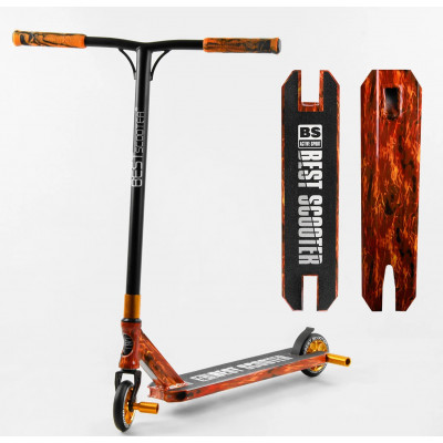 Самокат трюковий Best Scooter  HIC-система, ПЕГИ, алюмінієвий диск та дека з ПРИНТОМ, колеса PU, d = 110мм, ширина керма - 60 см - BS-77225
