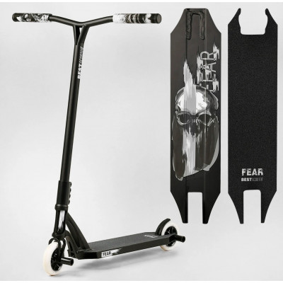 Самокат трюковий  Best Scooter (4) "FEAR", SCS-система, ПЕГИ, алюмінієвий диск та дека, колеса PU, d=115мм, ширина керма 58 см - МТ-30377