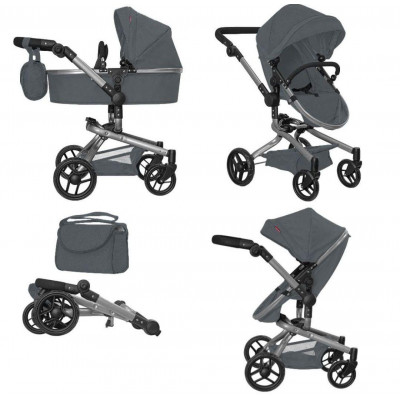 Коляска для ляльки 2 в 1 CARRELLO FORTUNA 9695 з сумкою - GREY