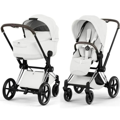 Коляска 2 в 1 Cybex Priam Style Collection 5.0 шасі Chrome з реверсивним блоком - Off White