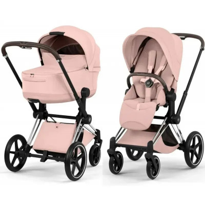 Коляска 2 в 1 Cybex Priam Style Collection 5.0 шасі Chrome з реверсивним блоком - Peach Pink