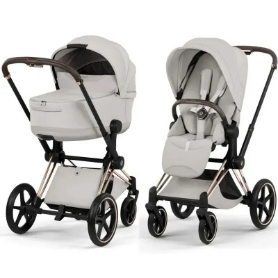 Дитяча коляска 2 в 1 Cybex Priam Style Collection 5.0 шасі Rosegold з реверсивним блоком - City Grey