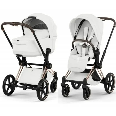 Дитяча коляска 2 в 1 Cybex Priam Style Collection 5.0 шасі Rosegold з реверсивним блоком - Off White