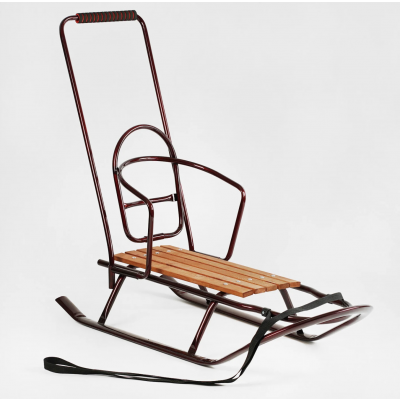 Санки з ручкою та спинкою - Бордові