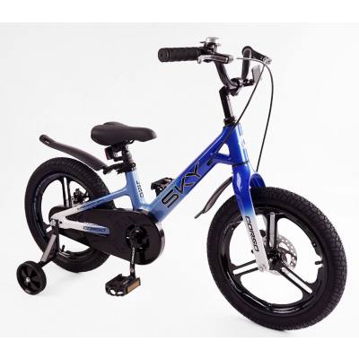 Велосипед 16" дюймів 2-х колісний Corso «Sky» МАГНІЄВА РАМА, ЛИТІ ДИСКИ, ДИСКОВІ ГАЛЬМА, зібран на 75% - SK-16053