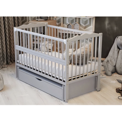 Ліжечко  Веселка  маятник, ящик, відкидна боковина, бук - Сірий